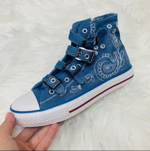 1 LEFT!! Embroidered Denim High Tops - Picture 6 of 7